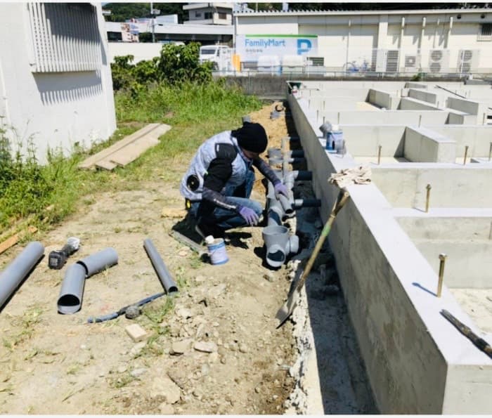 屋外排水管の敷設工事